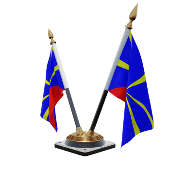 Reunion Radiant Volcano 3d illustration Double V Desk Flag Stand png