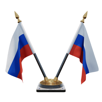 Russia 3d illustration Double V Desk Flag Stand png