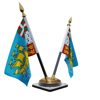 Saint Pierre and Miquelon 3d illustration Double V Desk Flag Stand png