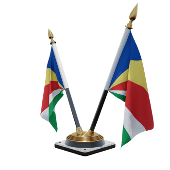 Seychelles 3d illustration Double V Desk Flag Stand png