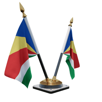 Seychelles 3d illustration Double V Desk Flag Stand png