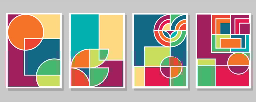 Abstract Bauhaus geometric pattern background vector circle