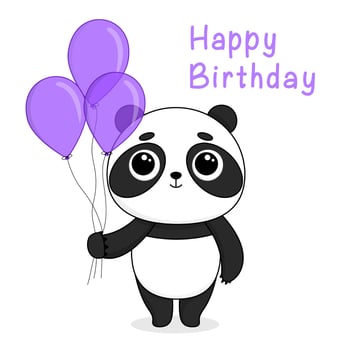 Cartoon panda with balloons. Happy birthday vector illustration