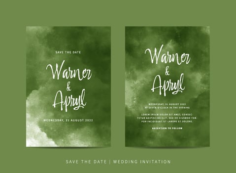 Set of wedding invitation template with abstract watercolor vector