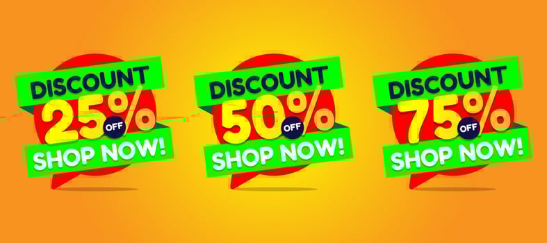 Set of special offer sale red tag isolated vector illustration. Discount offer price label, symbol for advertising campaign in retail. Sale promo marketing, 25, 50, 75 percent off discount sticker