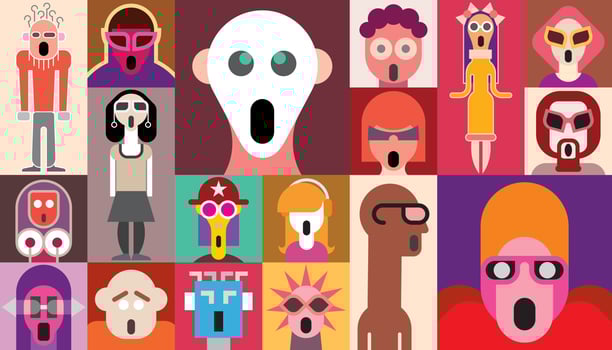 Shocked faces vector collage