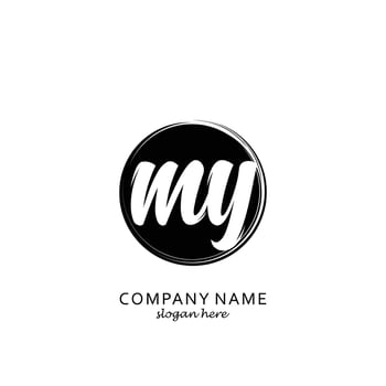 Initial MY with black circle brush logo template vector