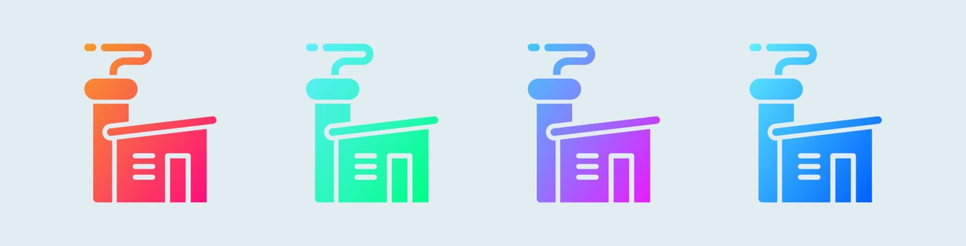 Factory solid icon in gradient colors. Industrial signs vector illustration.
