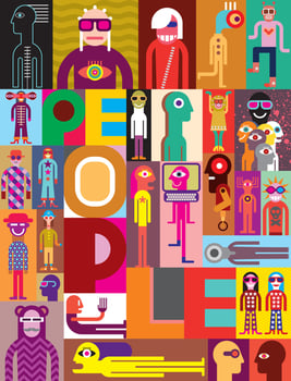 Composition of diverse people vector