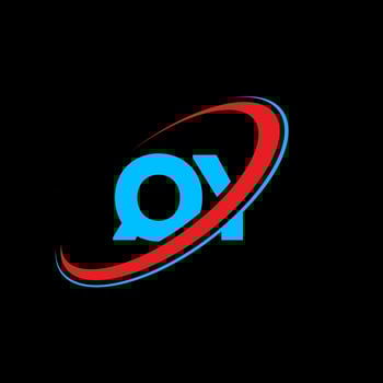 QY logo. QY design. Blue and red QY letter. QY letter logo design. Initial letter QY linked circle uppercase monogram logo. vector