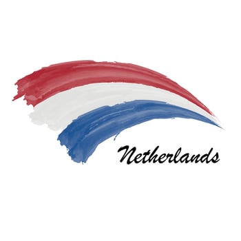 Watercolor painting flag of Netherlands. Brush stroke illustrati vector