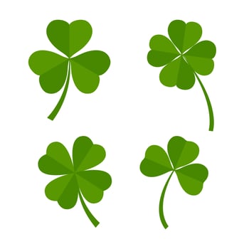 Set of green clover leaves isolated on white background vector