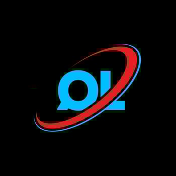 QL Q L letter logo design. Initial letter QL linked circle uppercase monogram logo red and blue. QL logo, Q L design. ql, q l vector