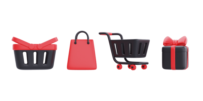 Black Friday Super Sale with shopping cart, bag, basket and gift boxes, Christmas and Happy New Year promotion, 3d rendering. png