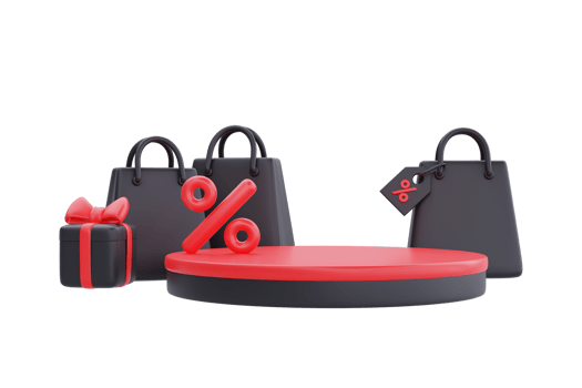 Black Friday Super Sale with podium display and shopping bags, Christmas and Happy New Year promotion, 3d rendering. png