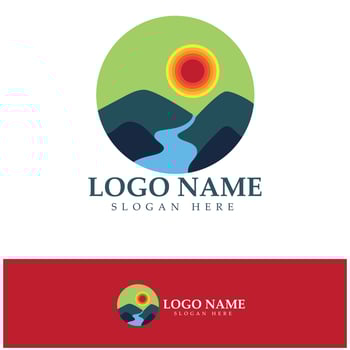 River mountain Logo vector icon illustration design template