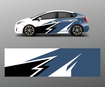 Racing car wrap with abstract stripe shapes for Company. Sport car racing wrap vector design template design vector