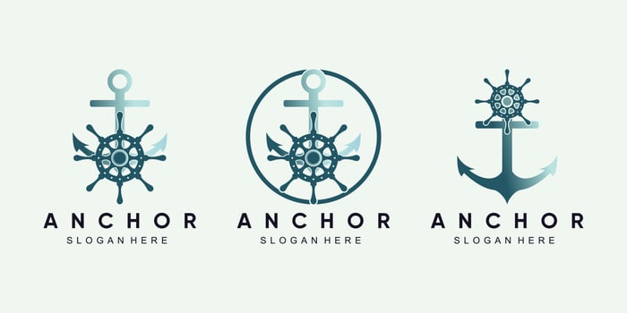 Set of anchor logo design bundle for sailor icon with creative concept Premium Vector