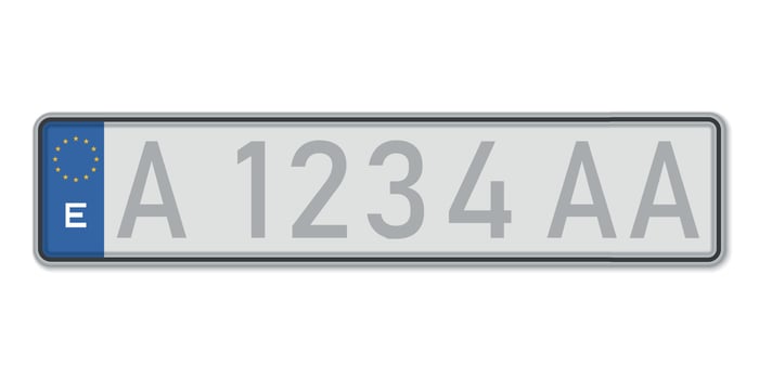 Car number plate. Vehicle registration license of Spain vector