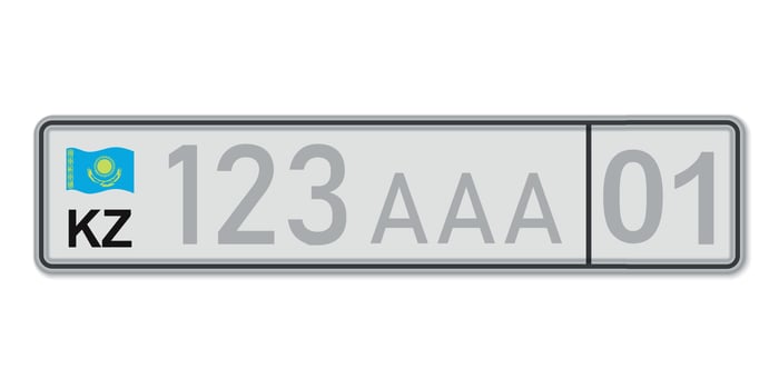Car number plate . Vehicle registration license of Kazakhstan. vector