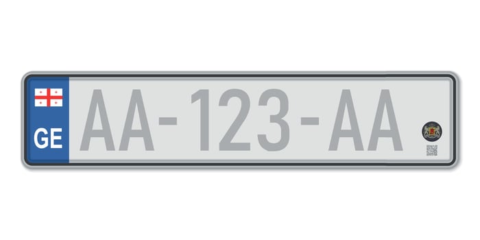 Car number plate. Vehicle registration license of Georgia vector