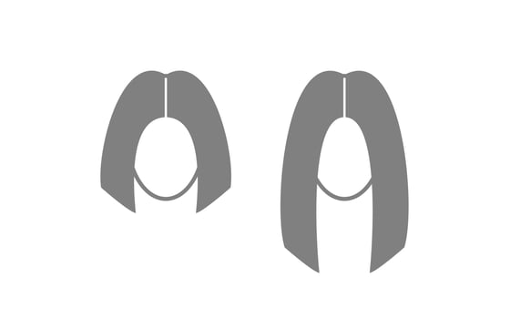 haircut woman short and long. hair health. beauty salon, hair care. hair extensions, coloring. silhouette girl face - vector logo isolate