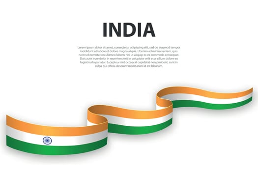 Waving ribbon or banner with flag of India vector