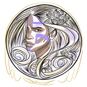 Beautiful portrait of a girl in retro style with chicano jewelry vector