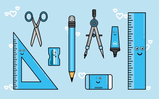 Kawaii design cute school supplies, cute equipment school vector