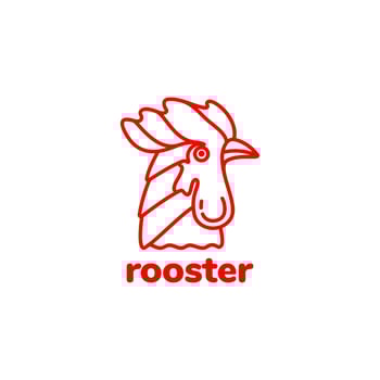 head art red rooster logo design vector