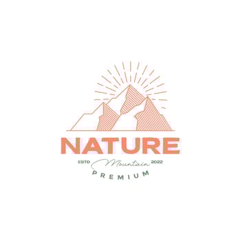 minimal vintage peak hill mountain logo design vector