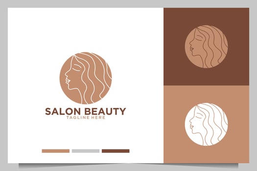 salon beauty with women face logo design vector