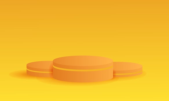 unique 3d realistic yellow product background stand podium pedestal vector