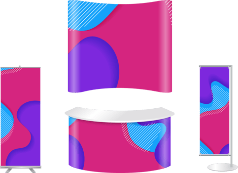 Blank trade show booth mock up. Front view. isolated png