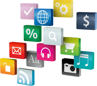 Abstract 3d app development isolated png