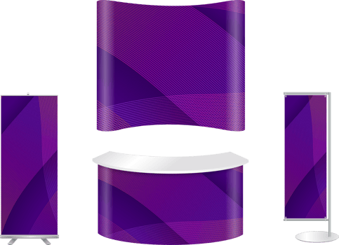 Blank trade show booth mock up. Front view. isolated png