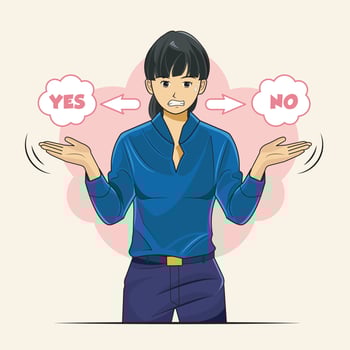 Young women have to make decisions vector illustration pro download