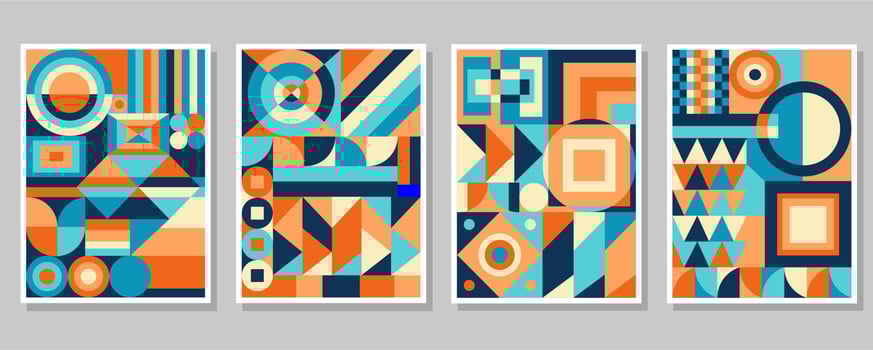 Abstract Bauhaus geometric pattern background vector circle