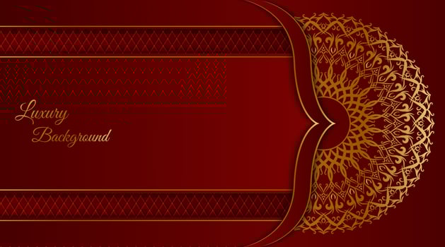 luxury mandala background, red and gold vector
