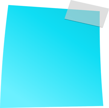 A blue sticky note with a piece of paper on it png