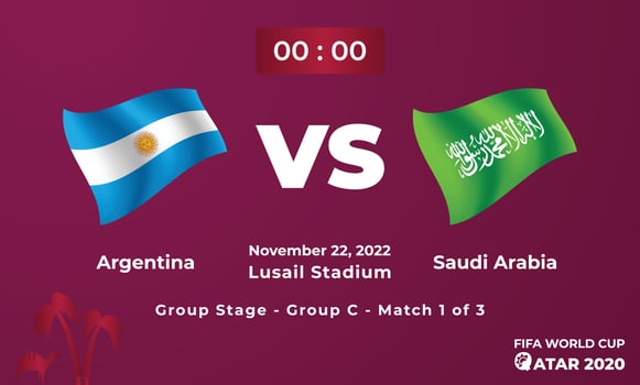 Argentina VS Saudi Arabia Football MatchTemplate, FIFA World Cup in Qatar 2022 vector
