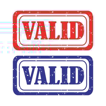 Grunge valid square rubber seal stamp on white background vector