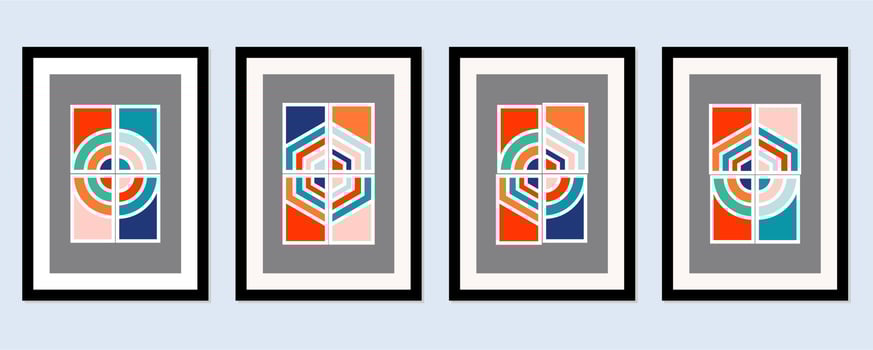 Abstract Bauhaus geometric pattern background vector circle