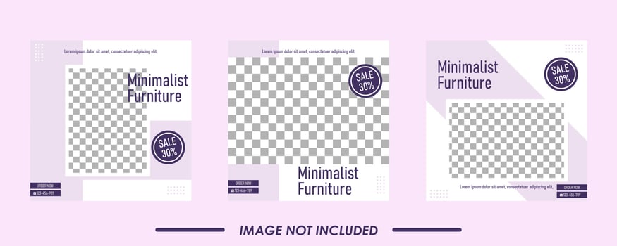 Modern furniture social media post template collection vector