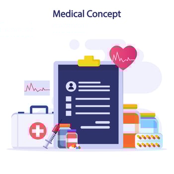 flat vector illustration pharmacy and medical concept, aid, healthcare, drugstore, medicine.