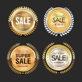 Super sale collection of golden retro vintage badges vector