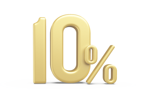 sale number 10 percent off golden png
