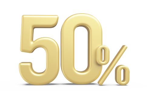 sale number 50 percent off golden png