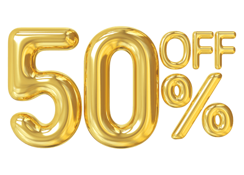 number 50 percent golden luxury png