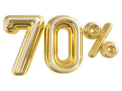 number 70 percent golden luxury png